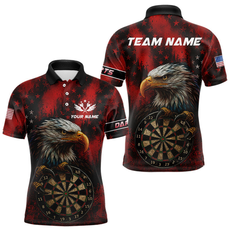 Maxxcorners Black And Red American Flag Claw Eagle Darts Shirt For Men Custom Team Patriotic Darts Jerseys MT0307
