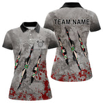 Blisscorners Personalized Red Grey Grunge Dart Shirts For Men Custom Dart Team Jersey MT1706