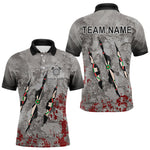 Blisscorners Personalized Red Grey Grunge Dart Shirts For Men Custom Dart Team Jersey MT1706