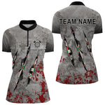Blisscorners Personalized Red Grey Grunge Dart Shirts For Men Custom Dart Team Jersey MT1706
