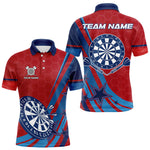 Blisscorners Red And Blue Stars Darts Shirt For Men Custom Dartboard Jerseys Team Polo & 1/4 Zip, Darts Outfit MT1007