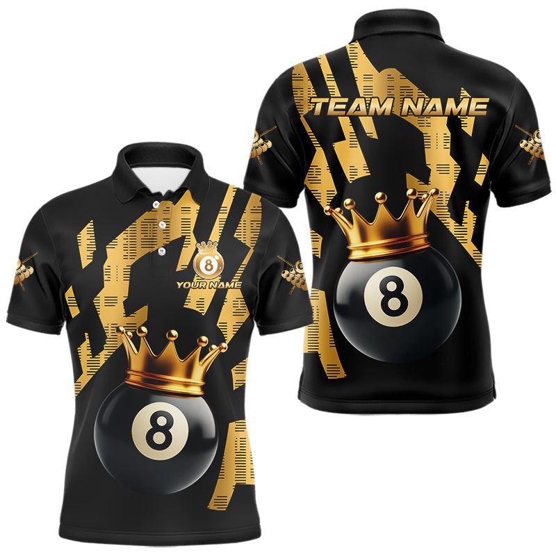 Blisscorners Black And Golden 8 Ball Crown Billiard Shirt For Men Custom Pool Team Jerseys Polo & Quarter Zip LM1307