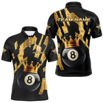 Blisscorners Black And Golden 8 Ball Crown Billiard Shirt For Men Custom Pool Team Jerseys Polo & Quarter Zip LM1307