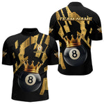Blisscorners Black And Golden 8 Ball Crown Billiard Shirt For Men Custom Pool Team Jerseys Polo & Quarter Zip LM1307