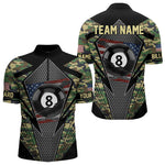 Blisscorners Military Green Camo 8 Ball Pool Billiard Shirt For Men Custom Patriotic US Flag Billiard Jerseys LM2206