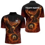 Blisscorners Customized Orange 8 Ball Fire Flame Eagle Billiard Shirt For Men, Pool Team Jersey Polo & 1/4 Zip LM2007