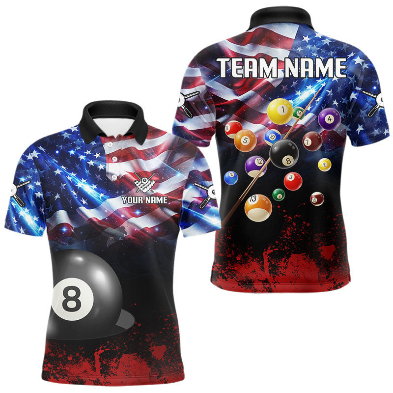 Blisscorners American Flag Patriotic Billiard Shirt For Men Custom 3D Billiard Balls 8 Ball Pool Team Jerseys LM3006