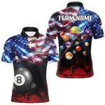 Blisscorners American Flag Patriotic Billiard Shirt For Men Custom 3D Billiard Balls 8 Ball Pool Team Jerseys LM3006