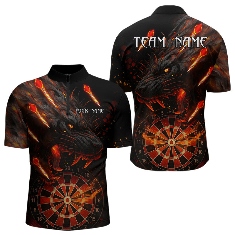Blisscorners Black And Orange Panther Fire Dart Shirt For Men Custom 3D Dart League Team Jersey Polo & 1/4 Zip LM3006