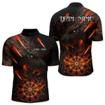 Blisscorners Black And Orange Panther Fire Dart Shirt For Men Custom 3D Dart League Team Jersey Polo & 1/4 Zip LM3006