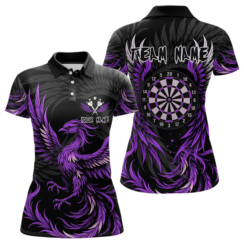 Blisscorners Personalized Phoenix Dartboard Wings Men's Dart Shirts Custom Black And Purple Darts Team Jerseys LM3006