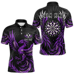 Blisscorners Personalized Phoenix Dartboard Wings Men's Dart Shirts Custom Black And Purple Darts Team Jerseys LM3006