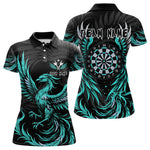 Blisscorners Personalized Phoenix Dartboard Wings Men's Dart Shirts Custom Black & Turquoise Darts Team Jerseys LM3006