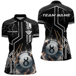 Blisscorners Personalized Thunder Lighting 8 Ball Shirt For Men, White Black Billiard Team Shirts
