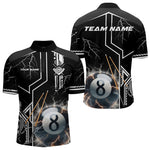 Blisscorners Personalized Thunder Lighting 8 Ball Shirt For Men, White Black Billiard Team Shirts