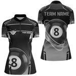 Blisscorners Black And Grey 8 Ball Pool Lights Billiard Polo & 1/4 Zip For Men Custom 3D Billiard Team Jerseys