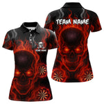 Blisscorners Flaming Skull Darts Shirt For Men Custom Red Darts Jerseys Team Polo & Quarter Zip, Darts Gifts