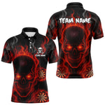 Blisscorners Flaming Skull Darts Shirt For Men Custom Red Darts Jerseys Team Polo & Quarter Zip, Darts Gifts