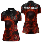 Blisscorners Flaming Skull Darts Shirt For Men Custom Red Darts Jerseys Team Polo & Quarter Zip, Darts Gifts