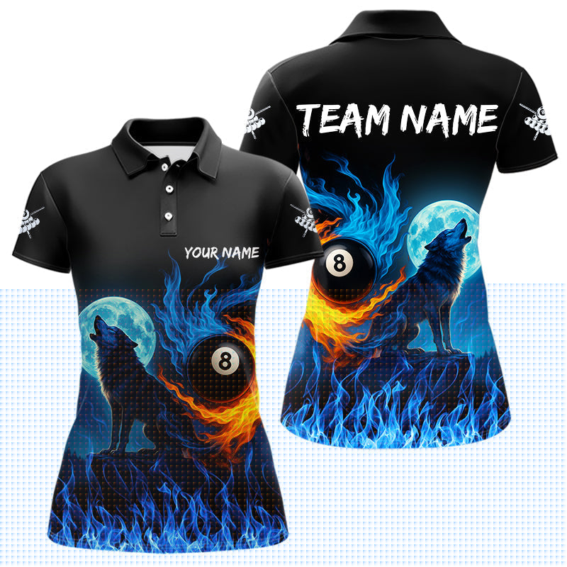 Blisscorners Personalized Flaming 8 Ball Pool Wolf Billiard Shirts For Men Custom Team League Billiard Jerseys
