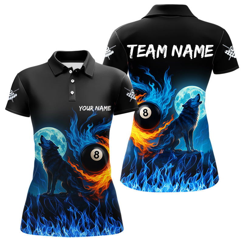 Blisscorners Personalized Flaming 8 Ball Pool Wolf Billiard Shirts For Men Custom Team League Billiard Jerseys MT1006
