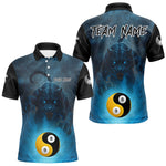 Maxxcorners Blue Billiard 8&9 Ball Yin Yang Panther Pool Shirt For Men Custom Billiard Jerseys Polo & 1/4 Zip MT0307