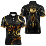 Blisscorners Black And Gold 9 Ball Crown Tribal Billiard Shirt For Men Custom Pool Team Jersey Polo & 1/4 Zip MT707