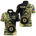 Blisscorners Personalized Flame 8 Ball Pool Military Green Camo Billiard Shirts For Men Custom Pool Team Jersey LM2206