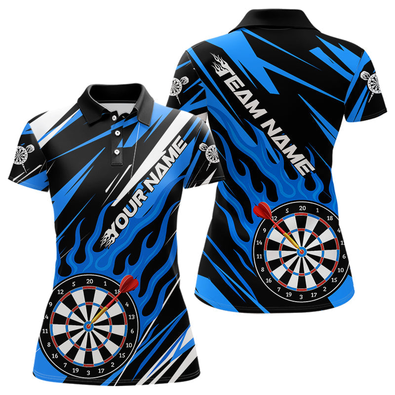 BlisscornersBlue Dartboard Flame Custom Dart Shirts For Men, Darts Team Jerseys Polo & Quarter Zip Shirts