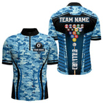 Blisscorners Custom Blue Camouflage 8 Ball Pool Billiard Shirt For Men, Billiard Jersey Outfit, Pool Team ShirtLM2206