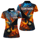 Blisscorners Personalized Flaming American Flag 8 Ball Eagle Billiard Shirt For Men, Patriotic Pool Team Jersey LM3006