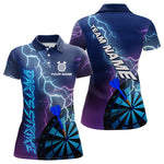 Blisscorners Custom Purple Blue Lightning Strike Dart Shirts For Men, Darts Team Jersey Polo & 1/4 Zip Outfit