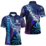 Blisscorners Custom Purple Blue Lightning Strike Dart Shirts For Men, Darts Team Jersey Polo & 1/4 Zip Outfit