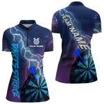 Blisscorners Custom Purple Blue Lightning Strike Dart Shirts For Men, Darts Team Jersey Polo & 1/4 Zip Outfit