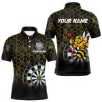 Blisscorners Funny Bee Hexagon Dart Shirts For Men– Custom Darts Team Polo & Quarter Zip Jerseys