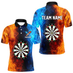 Blisscorners Blue And Orange Custom Fire Darts Shirt For Men, Personalized Darts Team Jersey Polo & 1/4 Zip LM2206