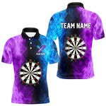 Blisscorners Blue And Purple Custom Fire Darts Shirt For Men, Personalized Darts Team Jersey Polo & 1/4 Zip LM2206