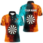 Blisscorners Orange And Turquoise Custom Fire Flame Darts Shirt For Men, Personalized Dart Team Jersey Outfit LM2206