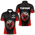 Blisscorners Custom Men's Darts Polo Shirts Red & Black Eagle Dartboard For Darts Jersey LM2007