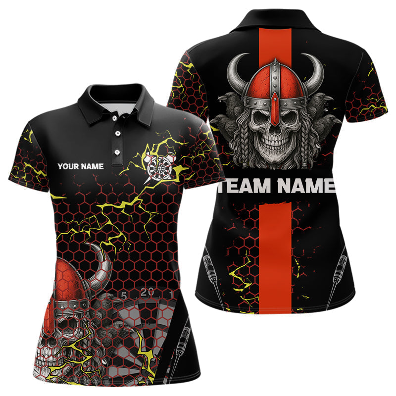 Blisscorners Red Horned Warrior Skull Men's Dart Shirt - Personalized Name For Darts Jersey LM1506