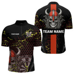 Blisscorners Red Horned Warrior Skull Men's Dart Shirt - Personalized Name For Darts Jersey LM1506