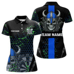 Blisscorners Blue Horned Warrior Skull Men's Dart Shirt - Personalized Name For Darts Jersey LM1506