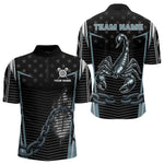 Blisscorners Flame Darts & Scorpion Men's Darts Shirt - Custom Name For Steel Blue Darts Jersey LM1506