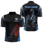 Blisscorners Flame Dart Arrow & Scorpion Men's Darts Shirt - Custom Name For Blue Darts Jersey LM1506