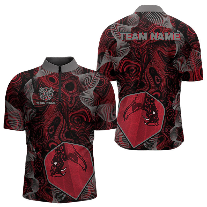Blisscorners Dragon Darts Flight & Red Swirl Men's Darts Team Shirt - Custom Name For Players LM1506