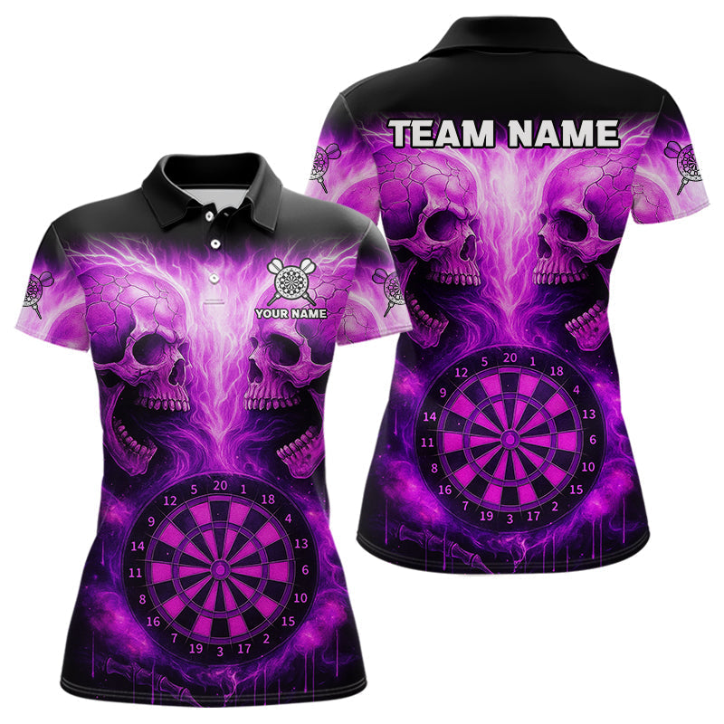 Blisscorners Electric Purple Skulls & Dartboard Darts Shirt For Men - Custom Dart Player Jersey MT2306