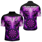 Blisscorners Electric Purple Skulls & Dartboard Darts Shirt For Men - Custom Dart Player Jersey MT2306