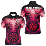 Blisscorners Electric Red Skulls & Dartboard Darts Shirt For Men - Custom Dart Player Jersey MT2306