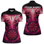 Blisscorners Electric Red Skulls & Dartboard Darts Shirt For Men - Custom Dart Player Jersey MT2306