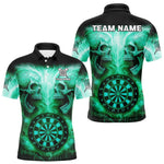 Blisscorners Electric Green Skulls & Dartboard Men's Darts Shirt - Custom Name For Players MT2306